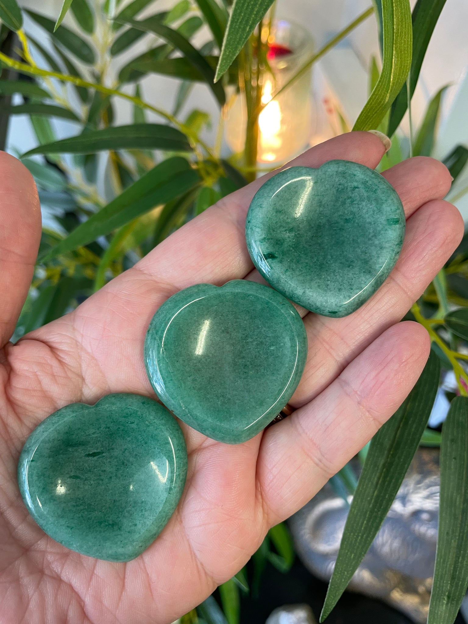 Green Aventurine Heart Thumb Stone