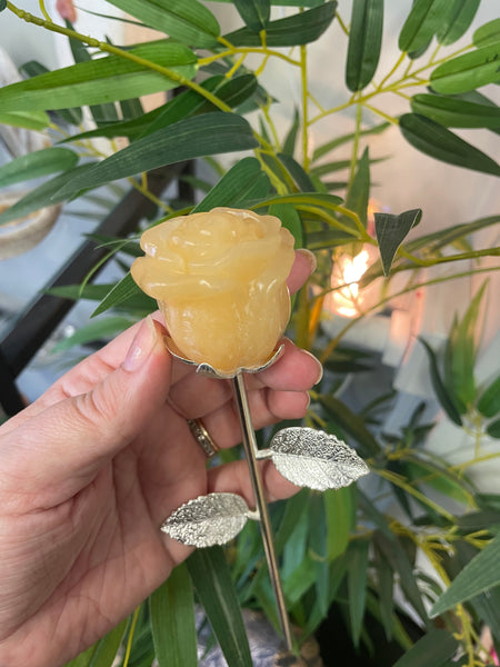 Orange Calcite Carved Rose