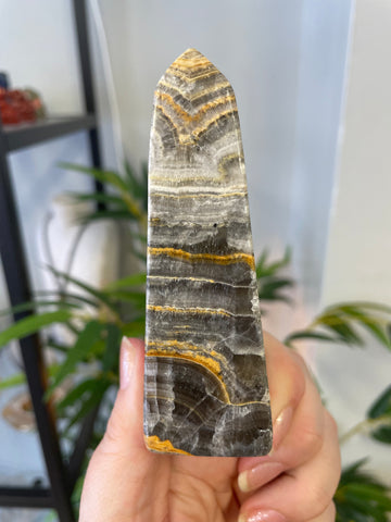 Grey Striped Calcite Point