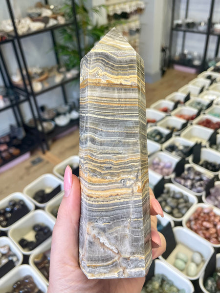 Grey Striped Calcite Tower