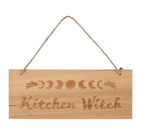 Kitchen Witch Engraved Wooden Sign
